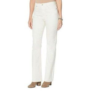 DG2 by Diane Gilman Virtual Stretch Boot-Cut Jean 772-142 Ivory Size 4P